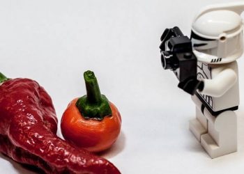 That LEGO is going to need to eat those if he wants to be a flexitarian.