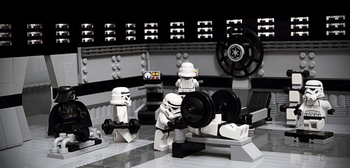 These Troopers get to work out in the Death Star's gym. You might have to buy a membership.