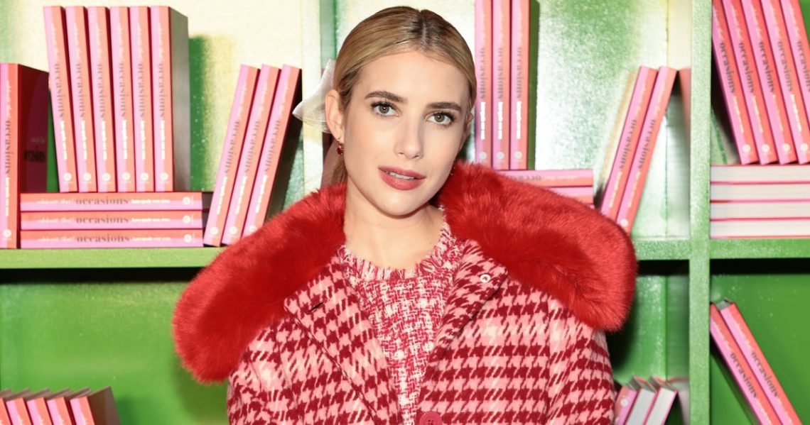 Emma Roberts Wore a Red Houndstooth Kate Spade NY Outfit