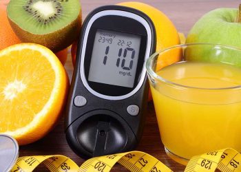 Fruits, Juice and glucometer