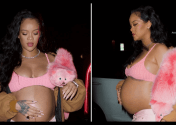 Pregnant Rihanna walked in a bold outfit