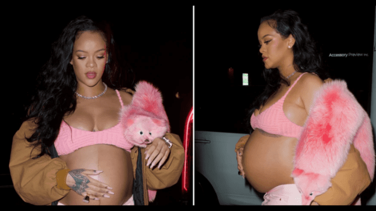 Pregnant Rihanna walked in a bold outfit