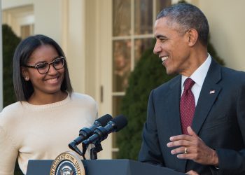Sasha Obama and Barack Obama