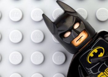 Lego Batman on gray baseplate