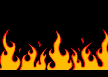 Orange and red flames in front of a black background; concept is inflammation