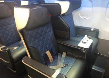 Delta's A321neo first-class seat, which launches May 20.Credit: Donna M. Airoldi
