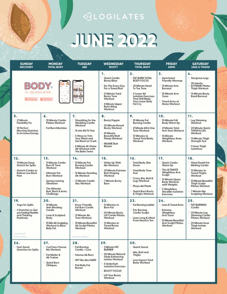 blogilates june workout calendar 2022