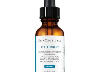 A brown vial of the SkinCeuticals C E Ferulic skin-care serum on a white background