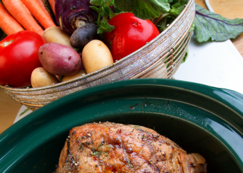 vegetables next to a crockpot