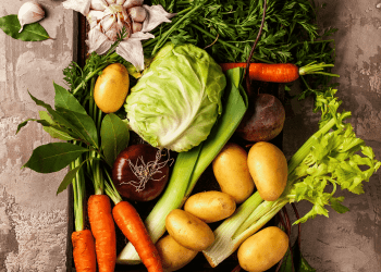 vegetables in a box on the table