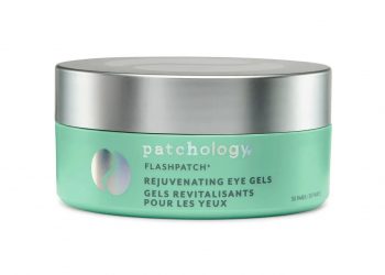 Patchology Flashpatch Rejuvenating Eye Gels mint jar with silver lid on white background