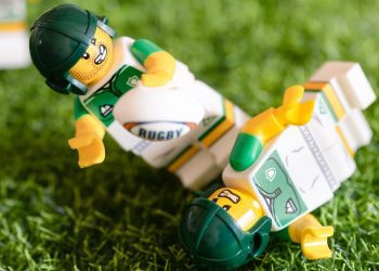 LEGO Rugby players in action.