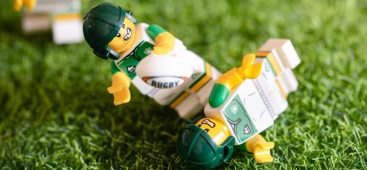 LEGO Rugby players in action.