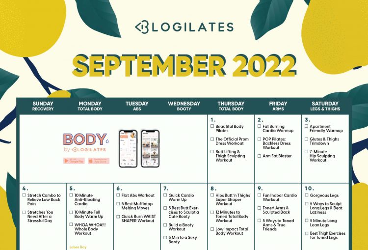 The Blogilates September 2022 Workout Calendar!