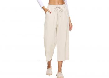 Neutrally colored linen pants