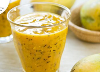 Mango and passionfruit swirl smoothie