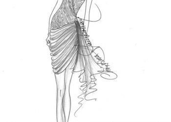 sketch of princess diana in the christina sambolian  revenge dress