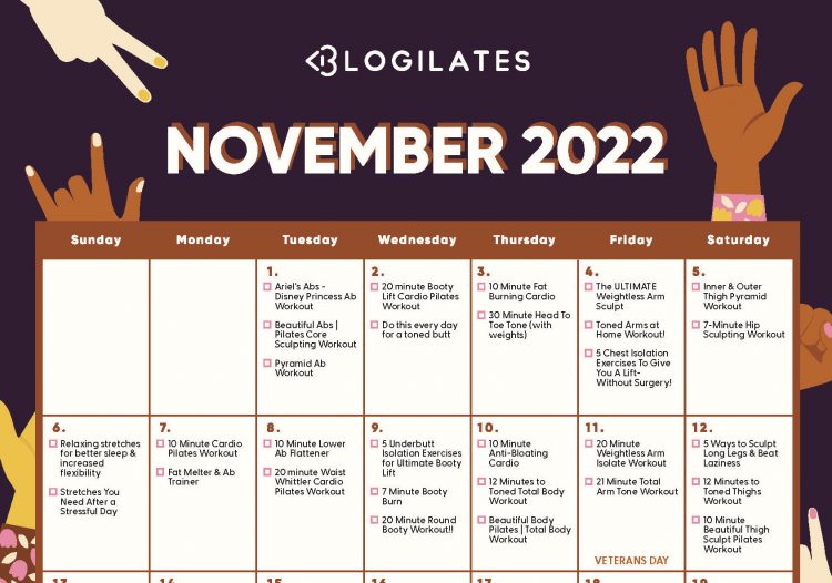 The Blogilates November 2022 Workout Calendar!