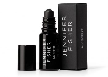 jennifer fisher my scent perfume oil in a small black tube on a white background
